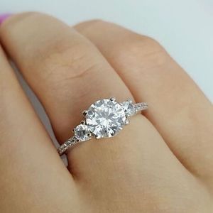 925 Silver 3 Stone Engagement Ring